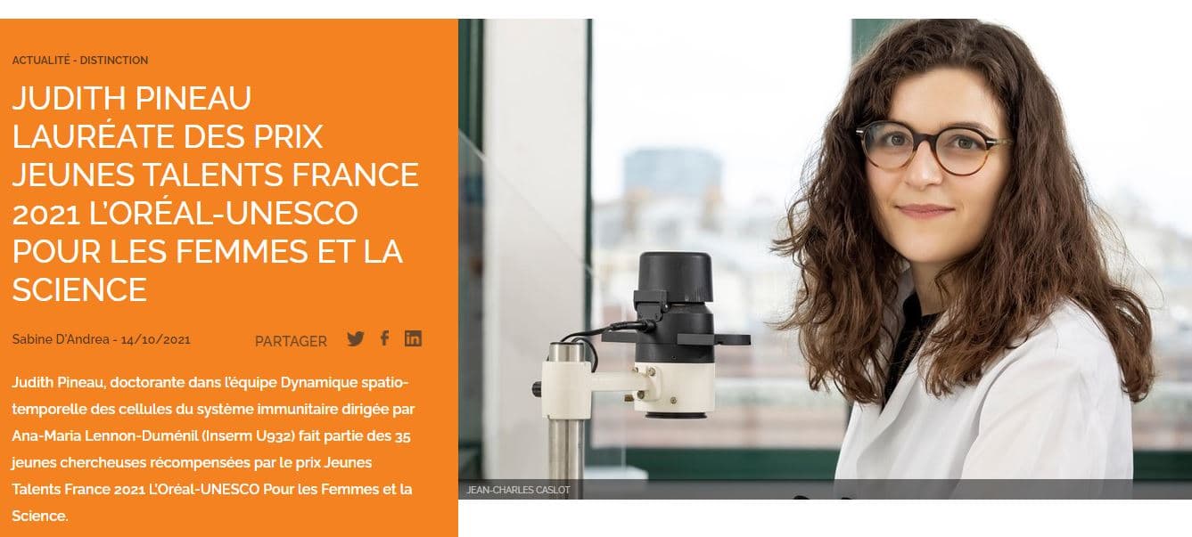 Judith Pineau (2011) lauréate du prix Jeune Talents France de l'Oréal-Unesco