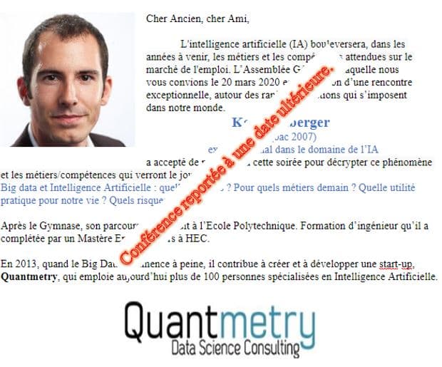 La conférence de Karl Neuberger du 20 mars 2020 est reportée à une date ultérieure